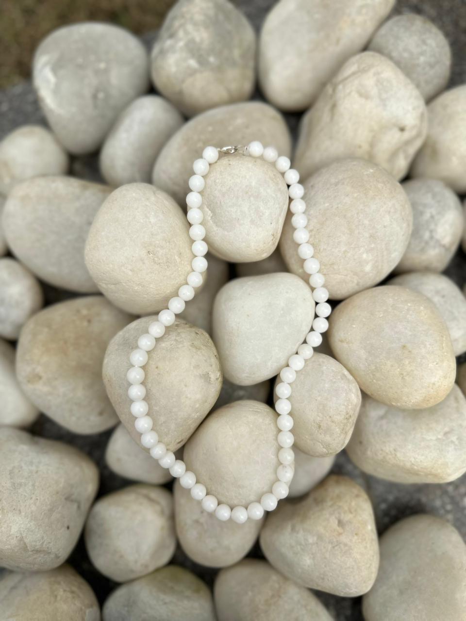 White Chalcedony Stone Necklace