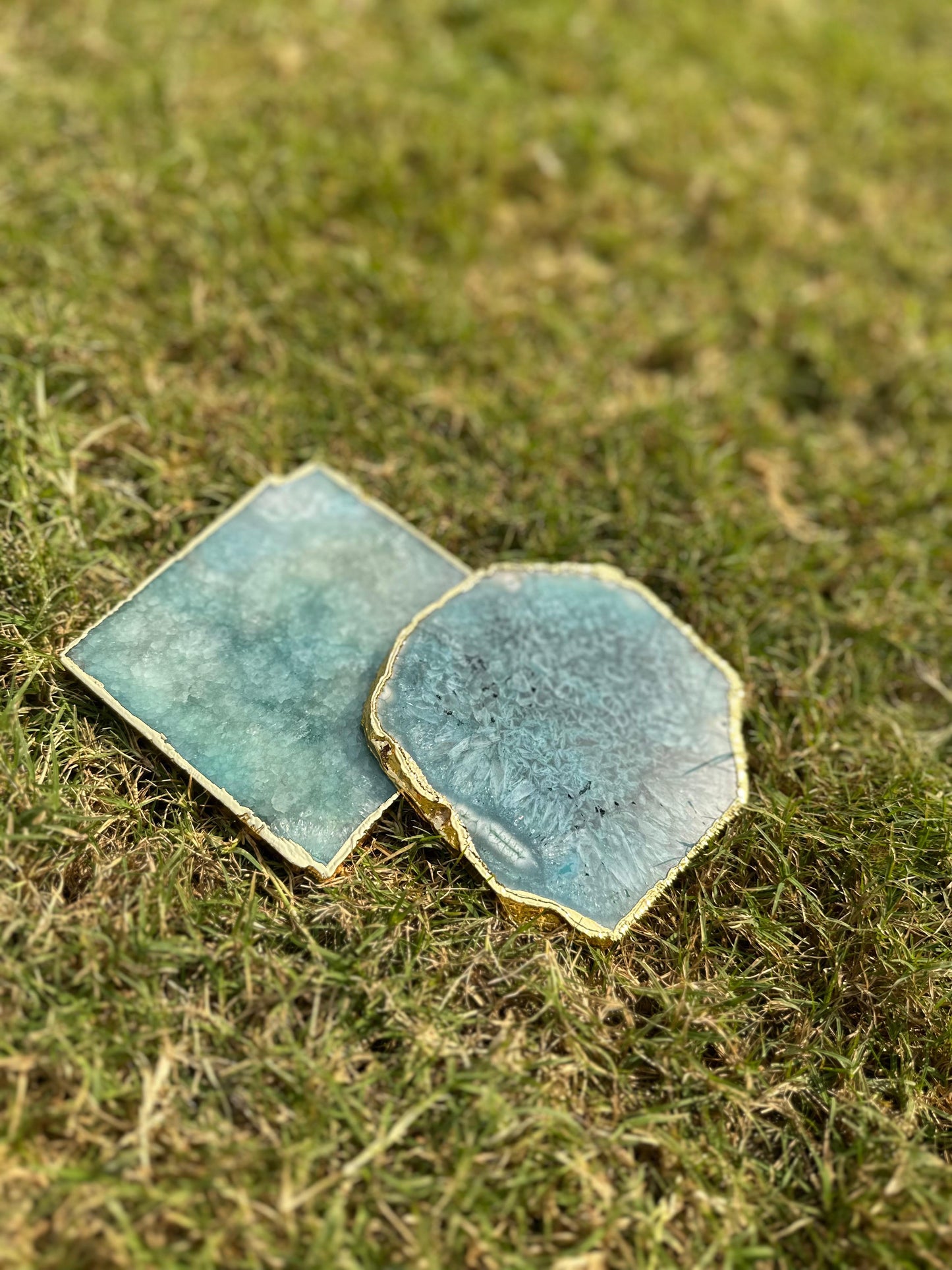 Aqua blue Crystal Coaster Set