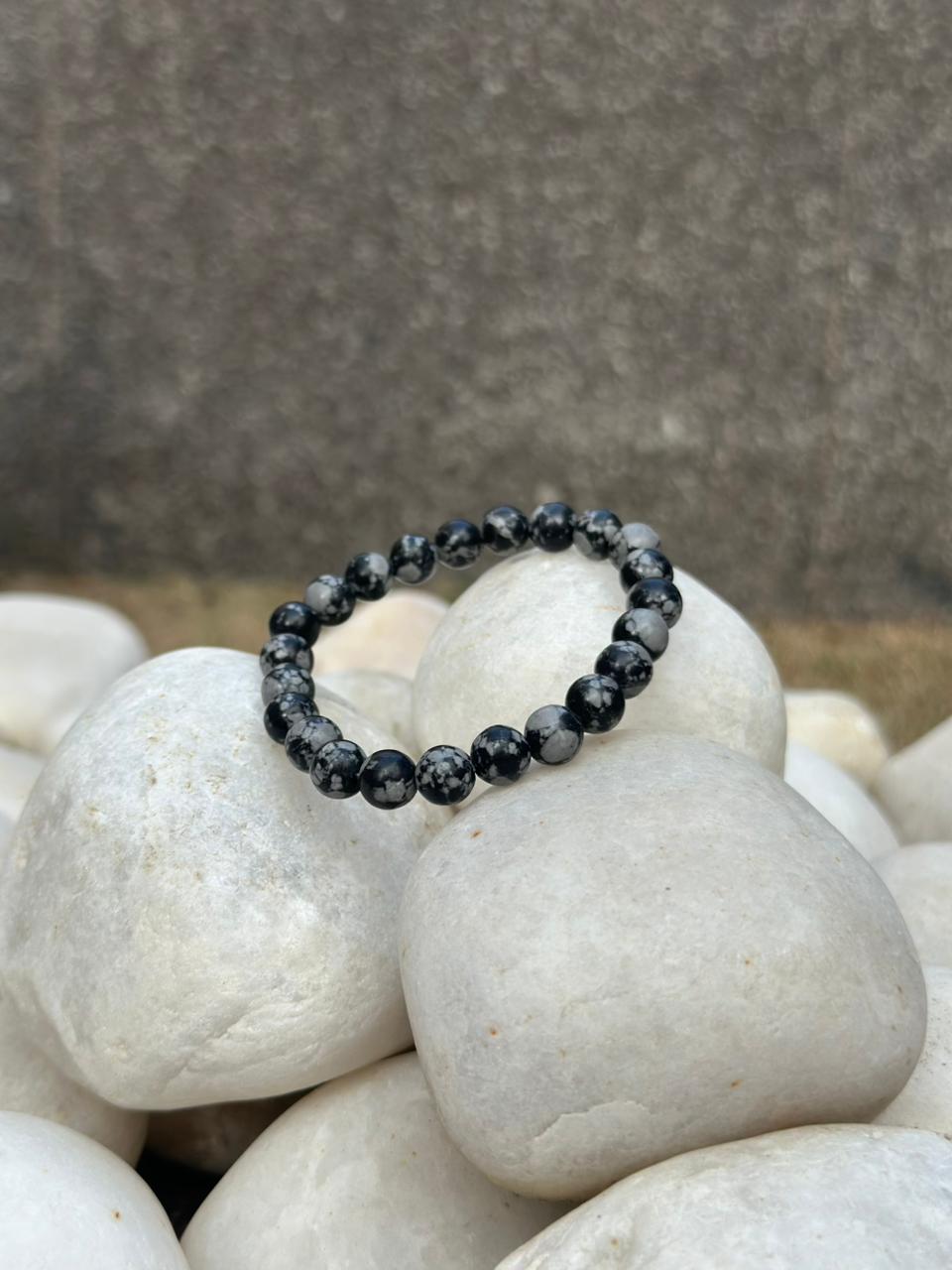 Snowflake Obsidian Stone Bracelet