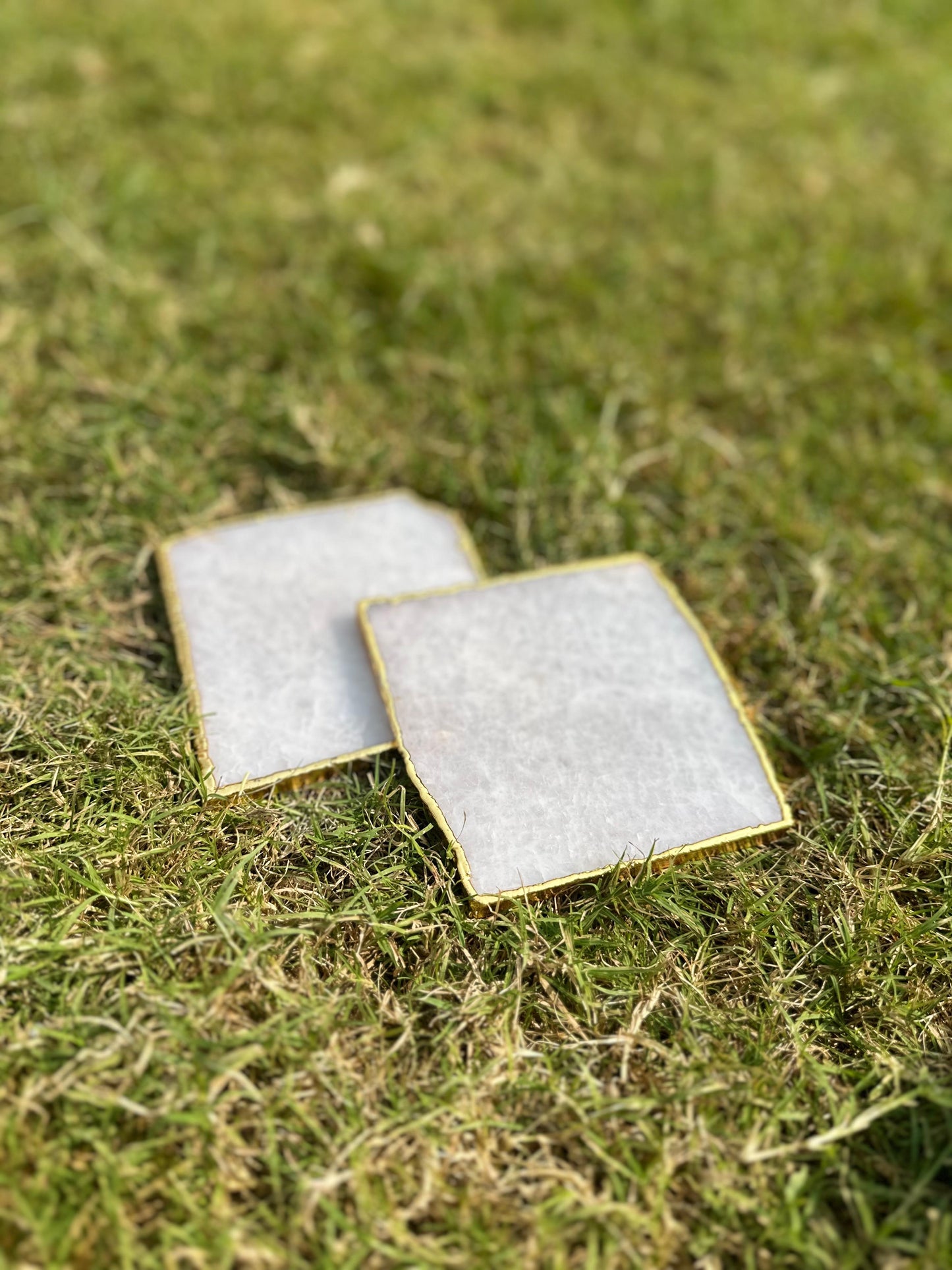 White Quartz Coaster Set