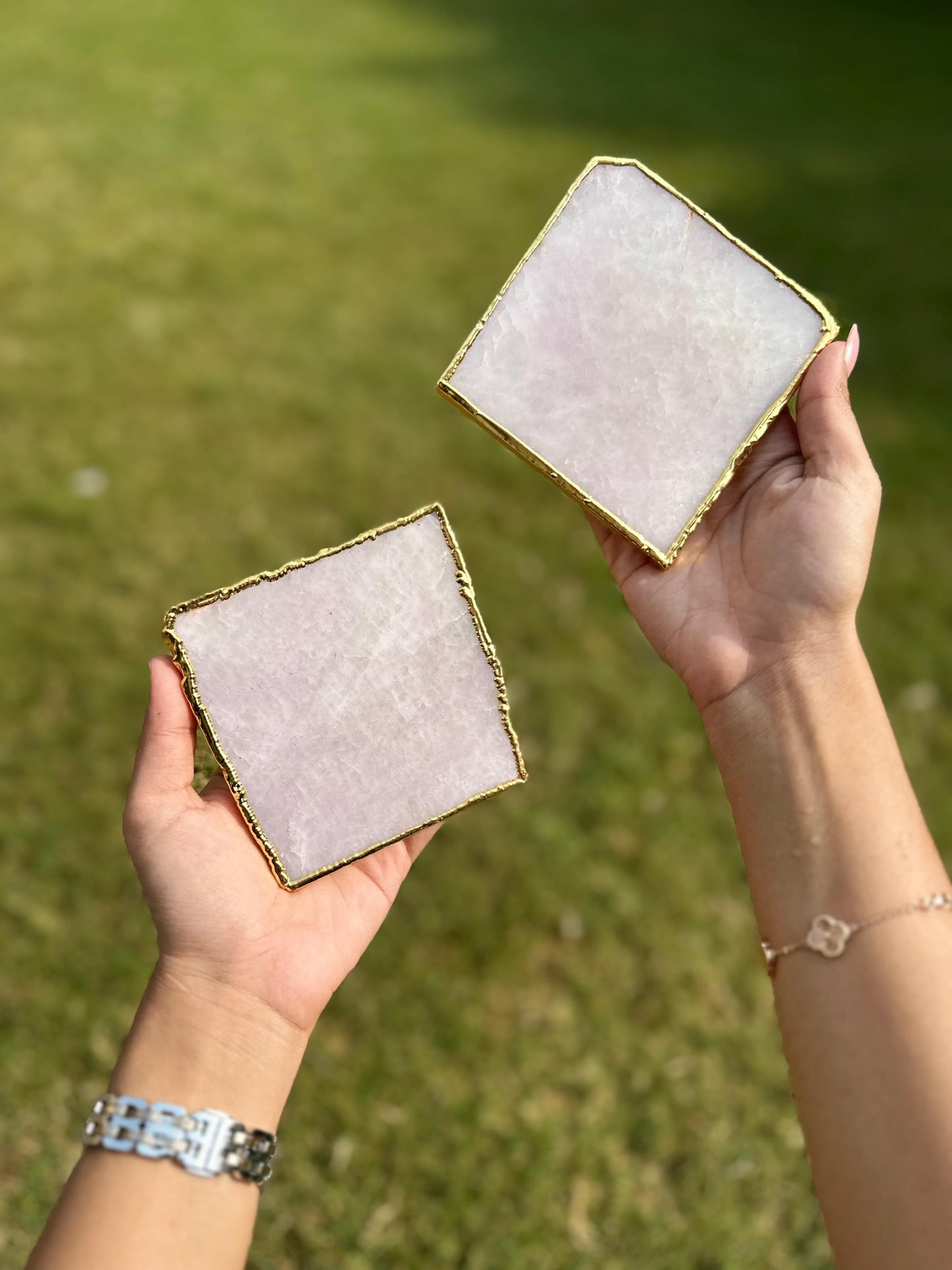 White Quartz Coaster Set