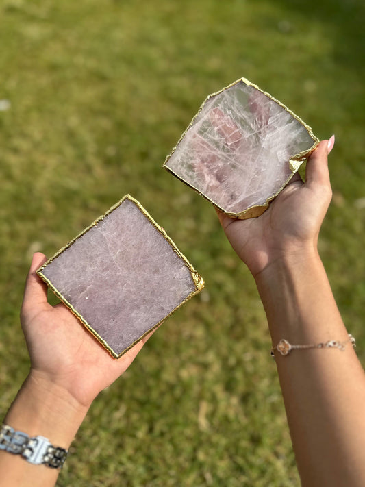 Rose Quartz Coaster Set