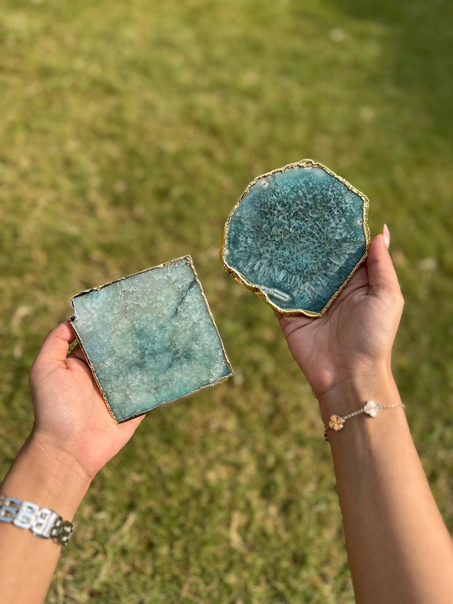 Aqua blue Crystal Coaster Set