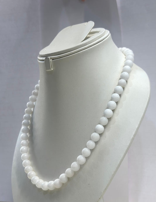 White Chalcedony Stone Necklace